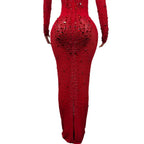 Sexy Party Banquet Evening Dresses Women Sparkly Rhinestone Long Dress Nightclub Singer Stage Costume Festival Clothing Cuixing