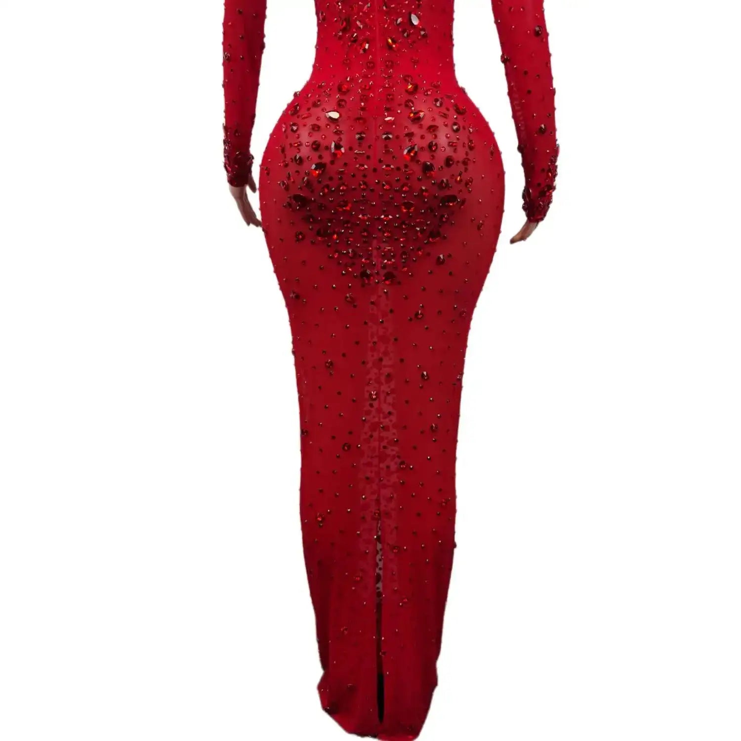 Sexy Party Banquet Evening Dresses Women Sparkly Rhinestone Long Dress Nightclub Singer Stage Costume Festival Clothing Cuixing