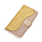 Glitter Leather Case For iPhone 11 12 13 14 Pro XR XS Max Alligator Flip Case Cover For iPhone SE Glitter Matching Texture Horizontal Flip Leather Case with Card Slots & Holder & Wallet Phone Accessories Stevvex
