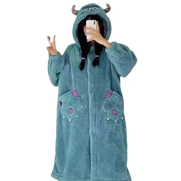 Sleepwear Animal Cosplay Pajamas Nightwear Robes Flannel Nightdress Women Coral Fleece Warm Nightgowns Plush Warm Thicken Lootquake LLC