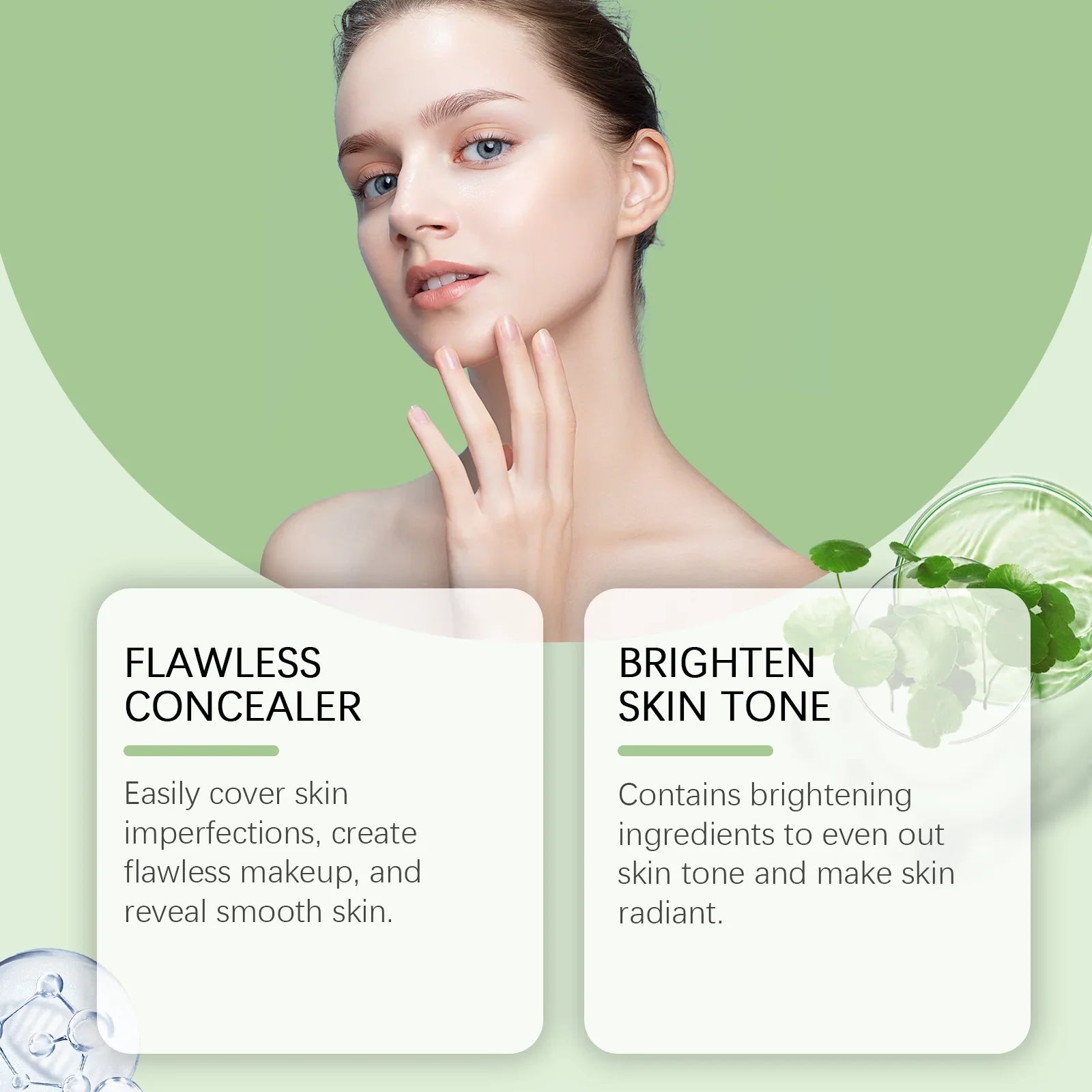 EelHope Centella Asiatica CC Cream - Moisturizing, Concealing Foundation for Nude Makeup, Brightening Complexion & Hydrating