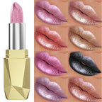 19 colors glitter lipstick hydrating red pink sparkling shine lip color highly pigmented lip tints metallic finish lip makeup Lootquake LLC
