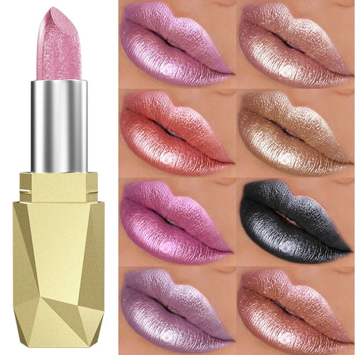 19 colors glitter lipstick hydrating red pink sparkling shine lip color highly pigmented lip tints metallic finish lip makeup Lootquake LLC