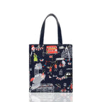 Cartton Print PVC Reusable Women's Shopping Bag Eco Friendly Flower Shopper Handbag Casual Female Student Shoulder Book Purse