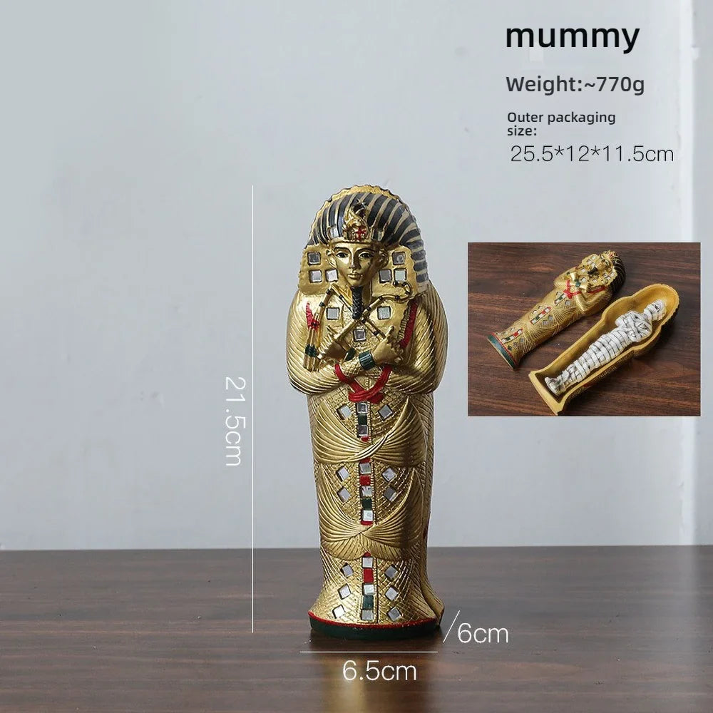 Egyptian Sphinx Resin Statue - Pharaoh Lion Body Human Face Sculpture, Hand-Painted Pyramid Guardian Isis Goddess Inspired Craft