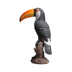 Toucan on Stump Statue Resin Ornament Lovely Hand Painted Waterproof Height 31cm Bird Model for Park Landscape Versatile Lootquake LLC