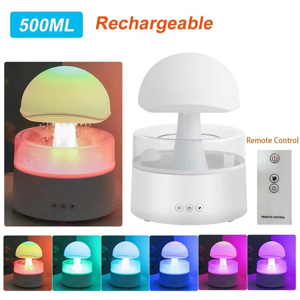 Mi Mushroom Air Humidifier Wireless Fragrance Diffuser Bedroom Essential Oils Diffuser Rain Cloud Night Light Home Appliance Lootquake LLC