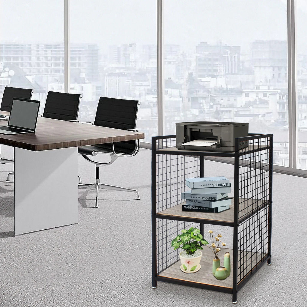 3-Tier Printer Stand Solid Wood & Iron, 44lbs Capacity, Space-Saving Design, Ideal for Office & Home Storage, Durable & Stylish Lootquake LLC