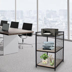 3-Tier Printer Stand Solid Wood & Iron, 44lbs Capacity, Space-Saving Design, Ideal for Office & Home Storage, Durable & Stylish Lootquake LLC