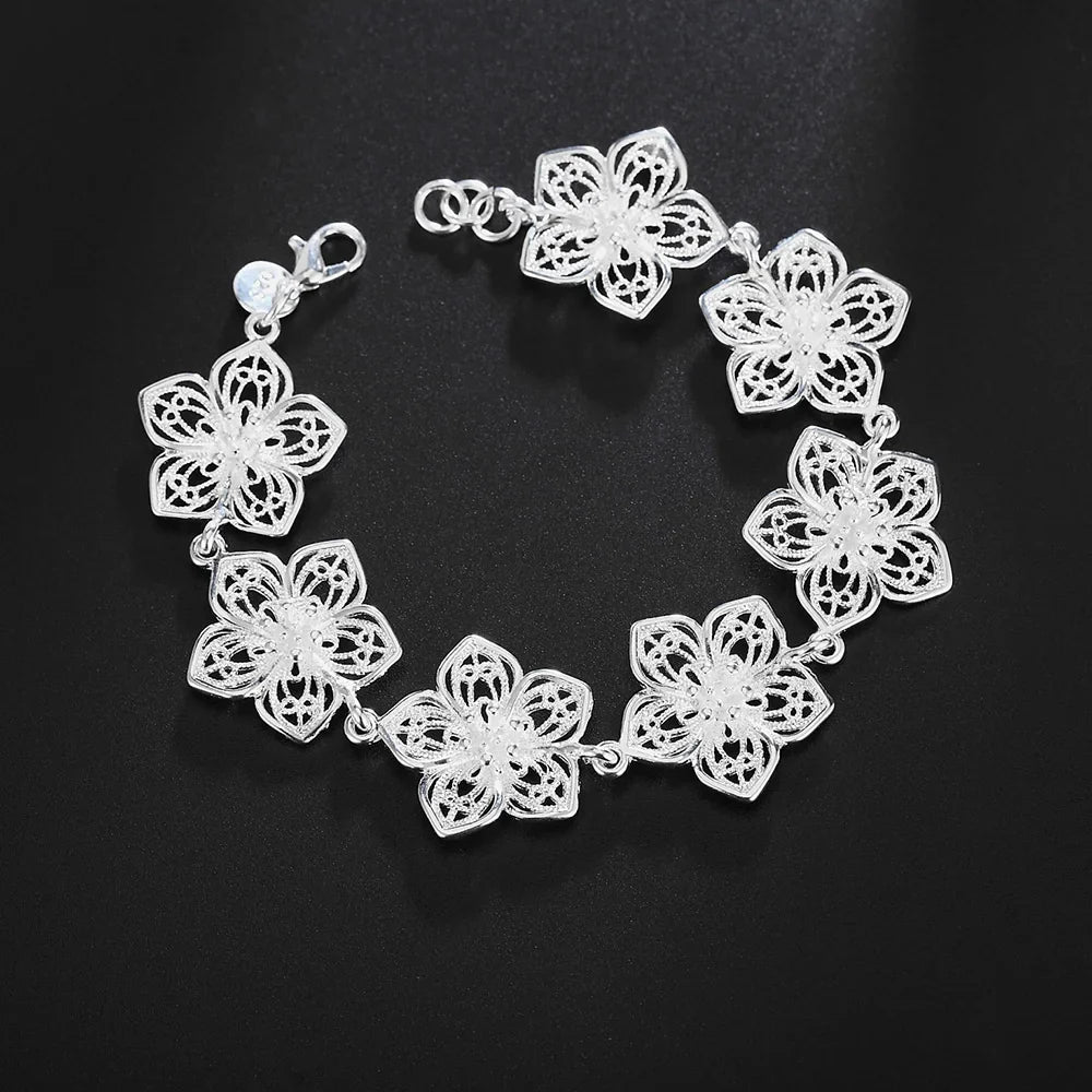 Fashion charm 925 Sterling Silver Bracelet for man woman Twisted rope chain fine jewelry Wedding party Christmas gift Lootquake LLC