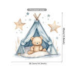 Cartoon Teddy Bear Tent Stars Wall Stickers for Kids Room Nursery Baby Room Decoration Wall Decals Room Interior