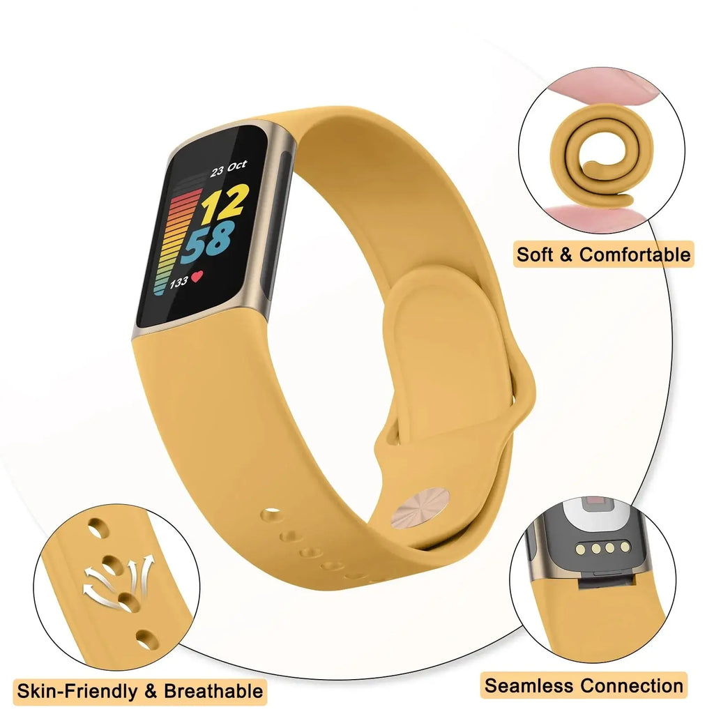 Fitbit Charge 5 6 Silicone Band - Soft Comfortable Design - SJB-DIAMOND ELITES