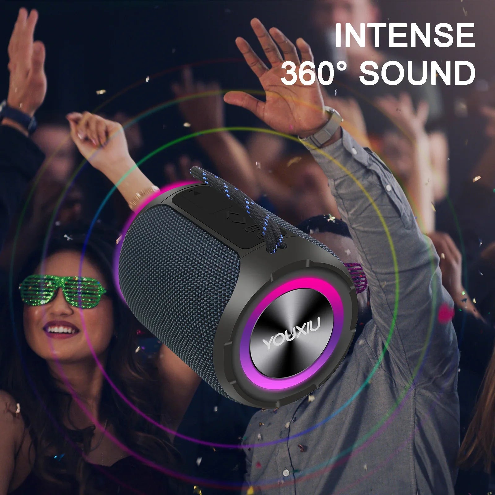 Portable Bluetooth Speaker BT5.0 IPX7 Waterproof Stereo Music Surround Wireless Speaker With LED Light Subwoofer Outdoor Speaker Lootquake LLC