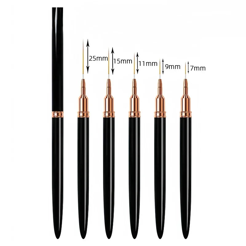 7/9/11/15/25MM Nail Liner Brush Set UV Gel Nail Brushes Kits 5pcs French Stripe Line Painting Drawing Flower Pen Manicure Tools
