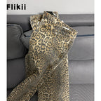 American Retro Leopard High Waist Baggy Jeans Women's Casual Pockets Hip-hop Pants 2024 Spring Y2K Oversiz Panther Denim Trouser Lootquake LLC