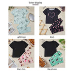 Women's Sleepwear Cozy Heart Print Relaxed Fit Pajama Set Short Sleeve Tee Top & Pants Nightwear 2 Piece Pyjama for All Seasons Lootquake LLC