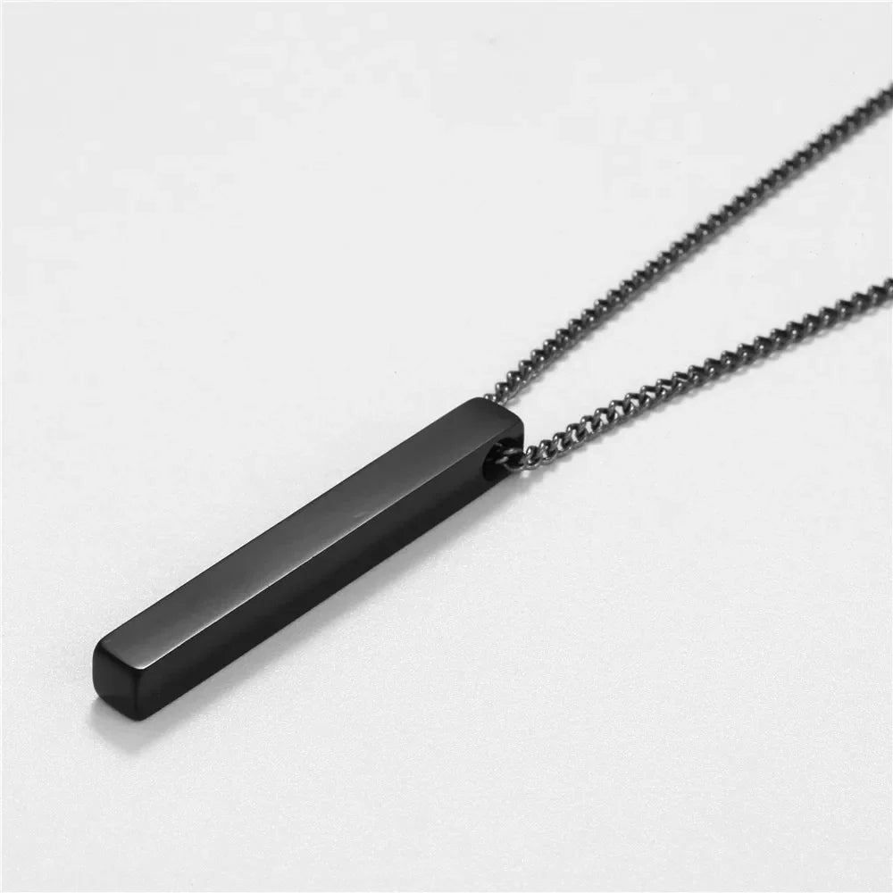 Wu's 2022 New Fashion Rectangle Classic Cuban Men's Jewelry Simple Necklace Hip Hop Geometric Stainless Steel Pendant Necklace Lootquake LLC