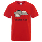 Need More Sleep Cartoons Bear Men Tshirt Street T-Shirts Hip Hop Unisex Tops Fashion Cotton Clothes Casual Breathable T Shirt