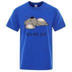 Need More Sleep Cartoons Bear Men Tshirt Street T-Shirts Hip Hop Unisex Tops Fashion Cotton Clothes Casual Breathable T Shirt