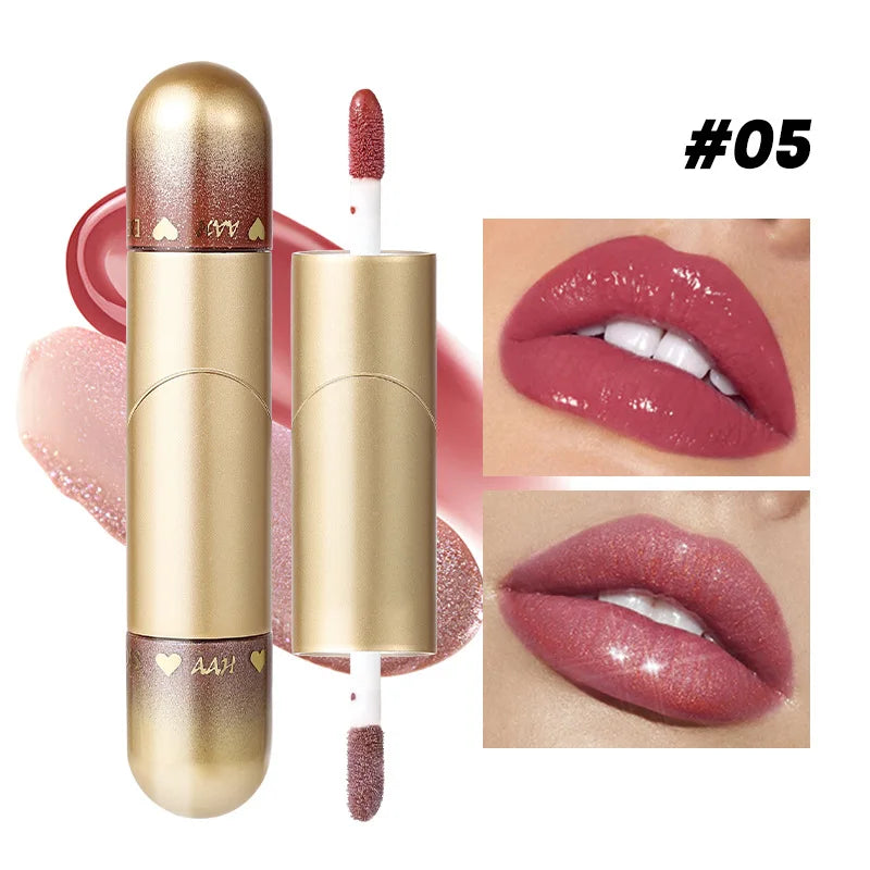1pcs Double-head lip gloss lipstick, hydrating and moisturizing, foldable, sparkling mirror-like, nourishing lip gloss Lootquake LLC