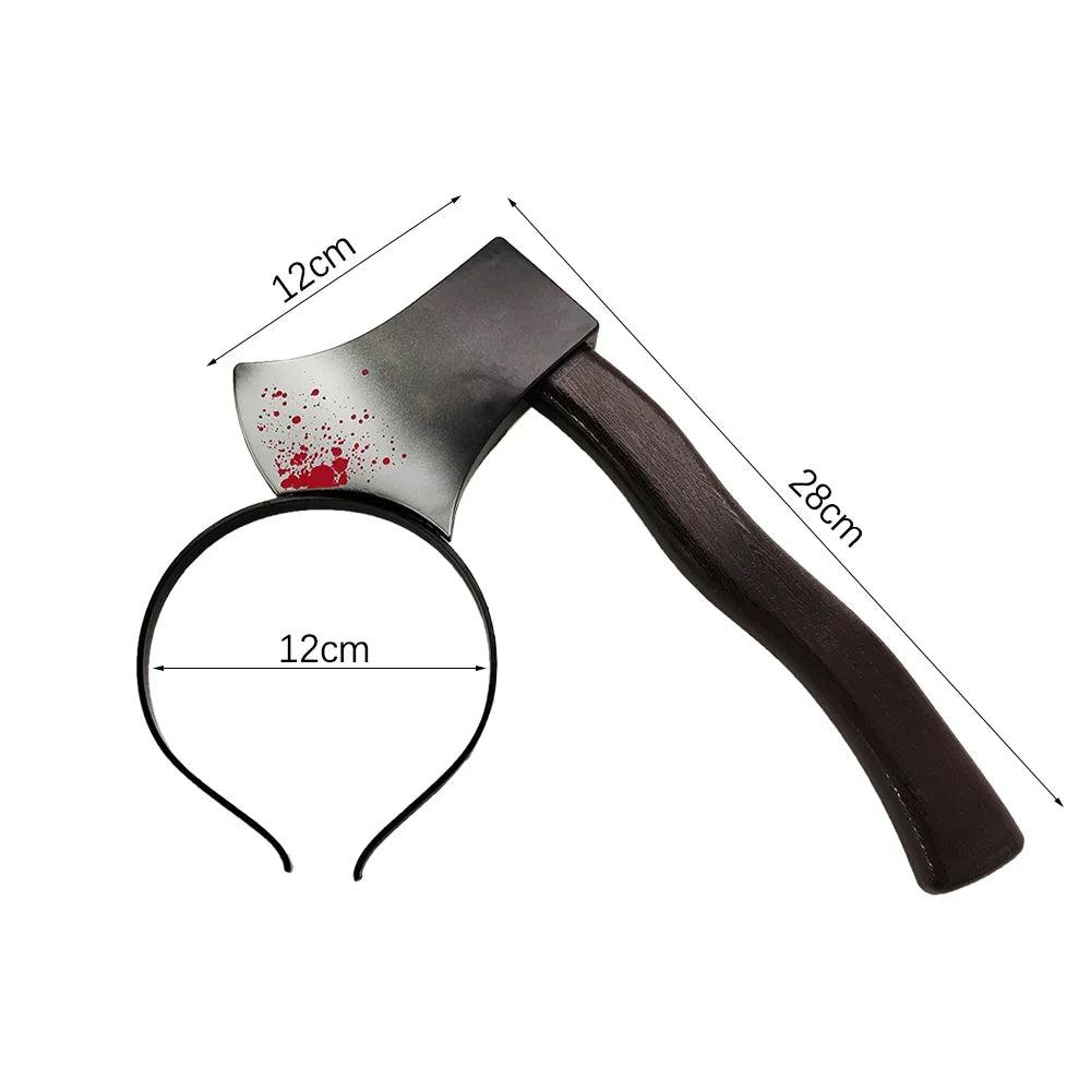 Halloween Decor Accessories Hair Hoop Horror Blood Fake Ax Saws Knife Gothic Headband Halloween Party Masquerade Cosplay Prop Lootquake LLC