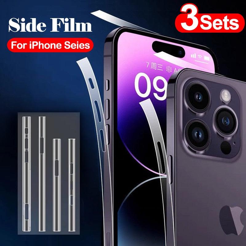 3Sets Clear Sticker Phone Side Film for iPhone 14 13 12 11 Pro Max X XR XS Frame Protective Ultra-Thin Border Film 3D Carbon Fiber Ultra Thin Protective Film Stevvex