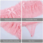 Women Sexy Lace Panties Ruffle Trim Lingerie Briefs Soft Comfortable Briefs Lolita Pink White Black