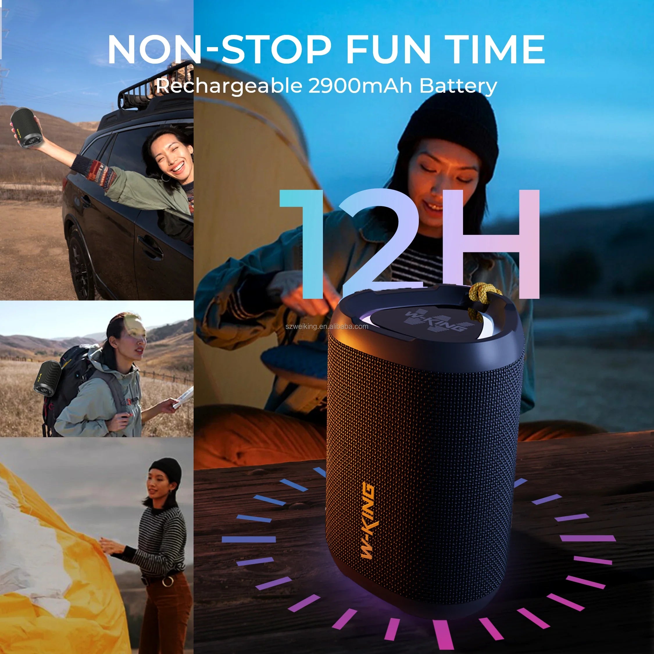 Bluetooth Speaker with LED Display Heavy Bass and 15W Power Waterproof IPX7 for Outdoor Parties Lootquake LLC
