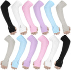 Unisex One Size Compression Cooling Sleeves UV Sun Protection Cooling Arm Sleeves With Thumb Hole Compression Sports Tattoo Cover Up Sleeve For Sports Long Arm Cover Anti-Slip Warmers Outdoor Sports Sunblock Cover Stevvex