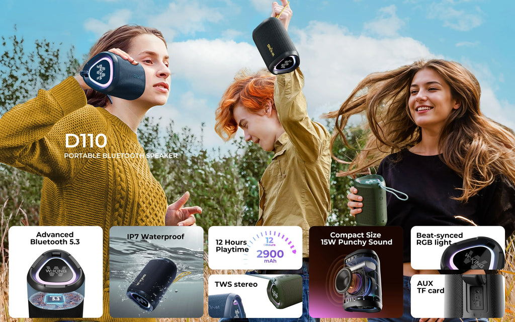 Bluetooth Speaker with LED Display Heavy Bass and 15W Power Waterproof IPX7 for Outdoor Parties Lootquake LLC