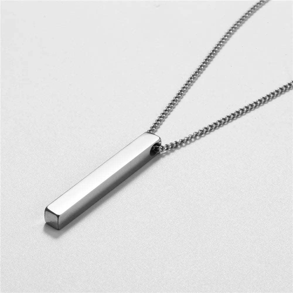 Wu's 2022 New Fashion Rectangle Classic Cuban Men's Jewelry Simple Necklace Hip Hop Geometric Stainless Steel Pendant Necklace Lootquake LLC