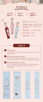Flower Knows Strawberry Rococo Series Cloud Lip Cream Lip Gloss Long Lasting Velvet Lip Tint Lipstick for Women Cosmetic Lootquake LLC
