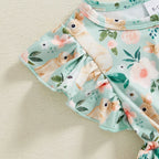 Baby Girl Easter Outfit Pink Floral Print Ruffle Sleeve Round Neck A-Line Dress for Spring and Summer Celebrations Lootquake LLC