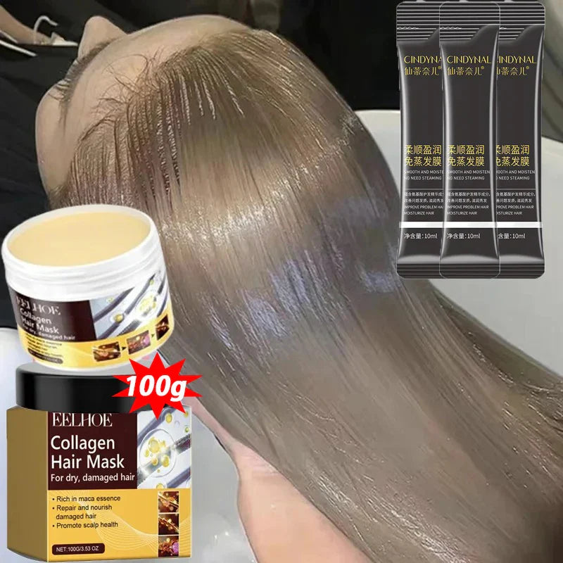 Collagen Keratin Hair Care Mask Treatment Dry Damaged Hair Revitalize Hair Straighten Soft Smooth Moisturize Hair Care Products Lootquake LLC