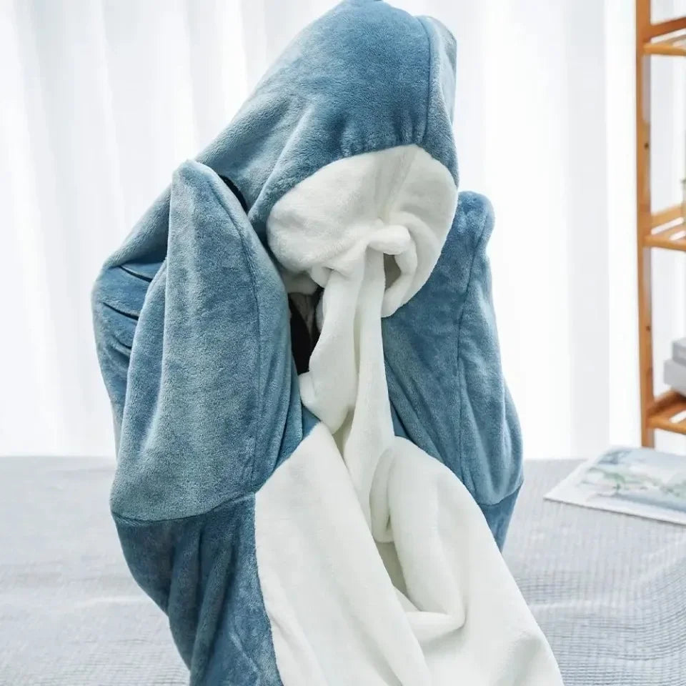 Shark Blanket Adult Cartoon Sleeping Bag Pajama Hooded Warm Flannel Funny Homewear Shark Onesie Sleeping Bag Winter Warm Blanket Lootquake LLC