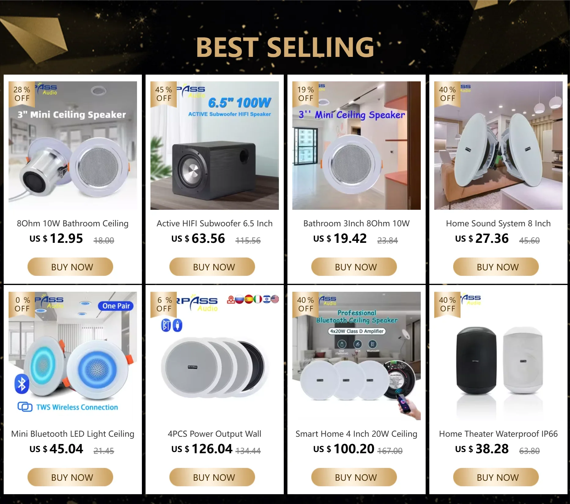 Built-in Class-D Amplifier Full Range Bluetooth-compatible Ceiling Speaker Horn For Home Theater Background Music Good Quality Lootquake LLC