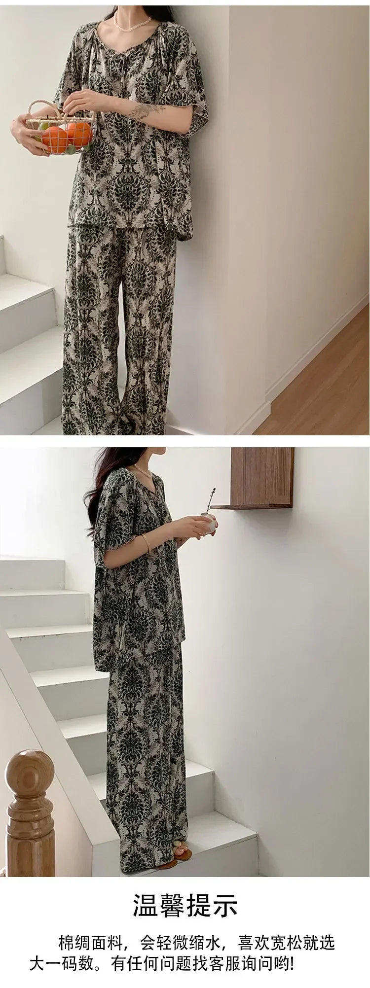 Sleepwear Women's Clothing Summer Blouse Cotton Silk New Thin Home Loose Casual Comfortable Premium Soft Simple  National Style Lootquake LLC