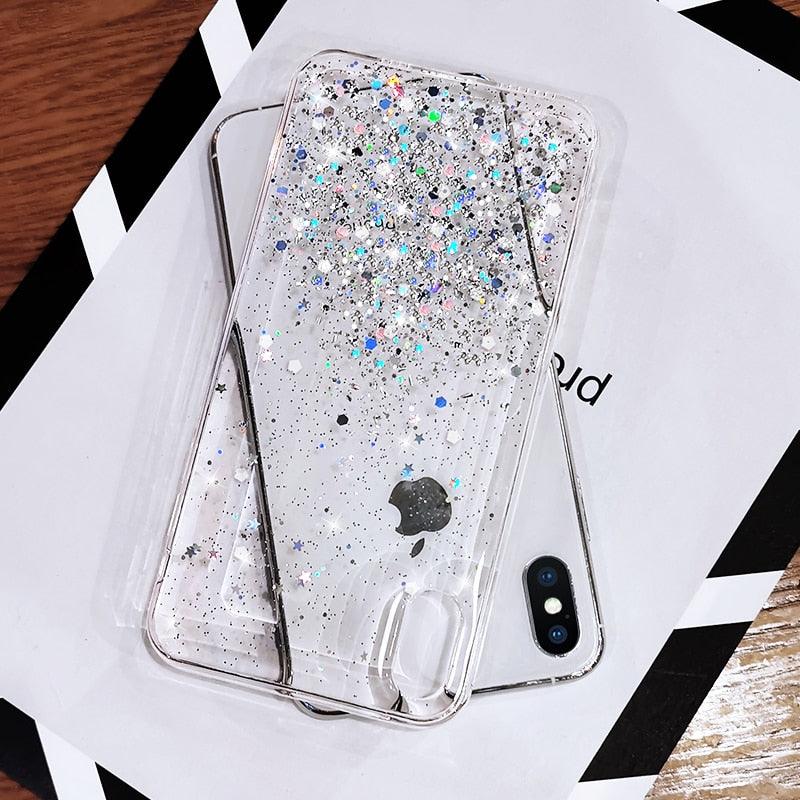 Glitter Luxury Soft Phone Case For iPhone 13 mini 12 Pro 11 ProMax For iPhone XR XS Max X 8 7 6s 6 Plus Back Cover Case Fashion Glitter Silicone Clear Shiny Sparkly Soft Flexible Shock-Absorbing Slim Protective Case Stevvex