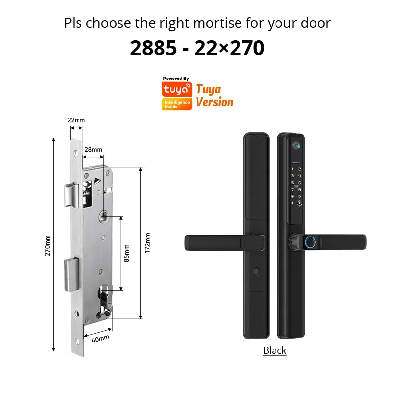 Waterproof Camera Outdoor Fingerprint TUYA WIFI APP RFID Card Code Keyless Smart Electronic Door Lock Aluminum/Glass Sliding