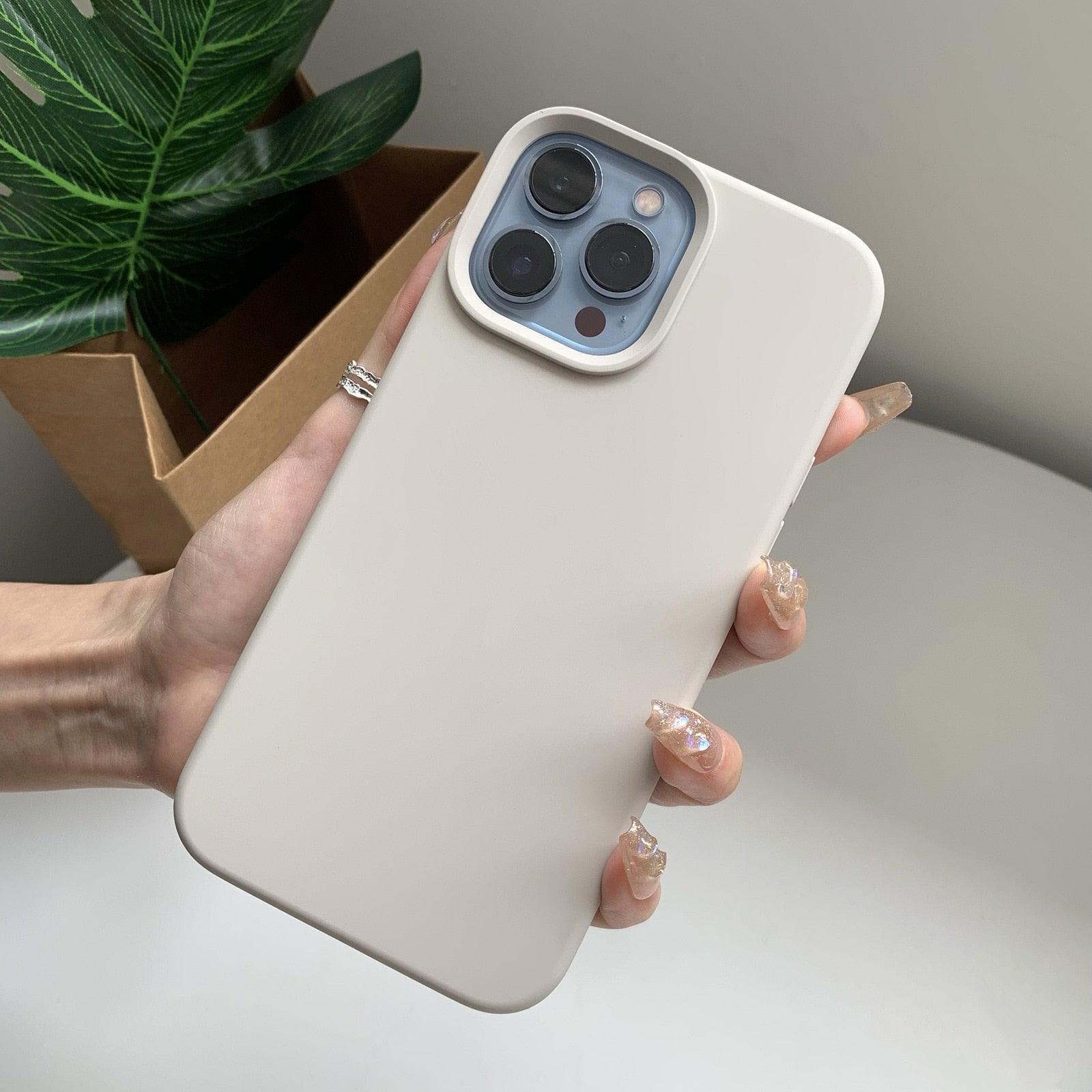 Silicone Soft Thick Protective Rubber Phone Basic Case For iPhone 14 13 Pro Max Case Luxury Silicone Phone Case for iPhone Solid Color Classic Camera Protection Case Stevvex