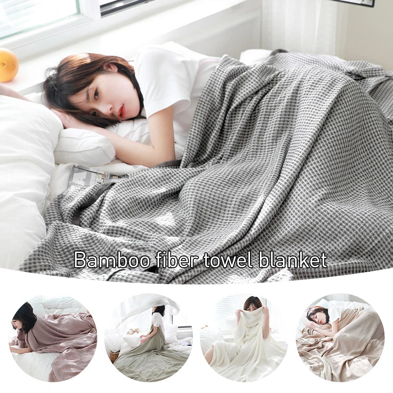 Cotton Bamboo Fiber Blanket Lunch Break Blanket Summer Cooling Sofa Bed Air Condition Blankets For Kids Adults Bedding Coverlet