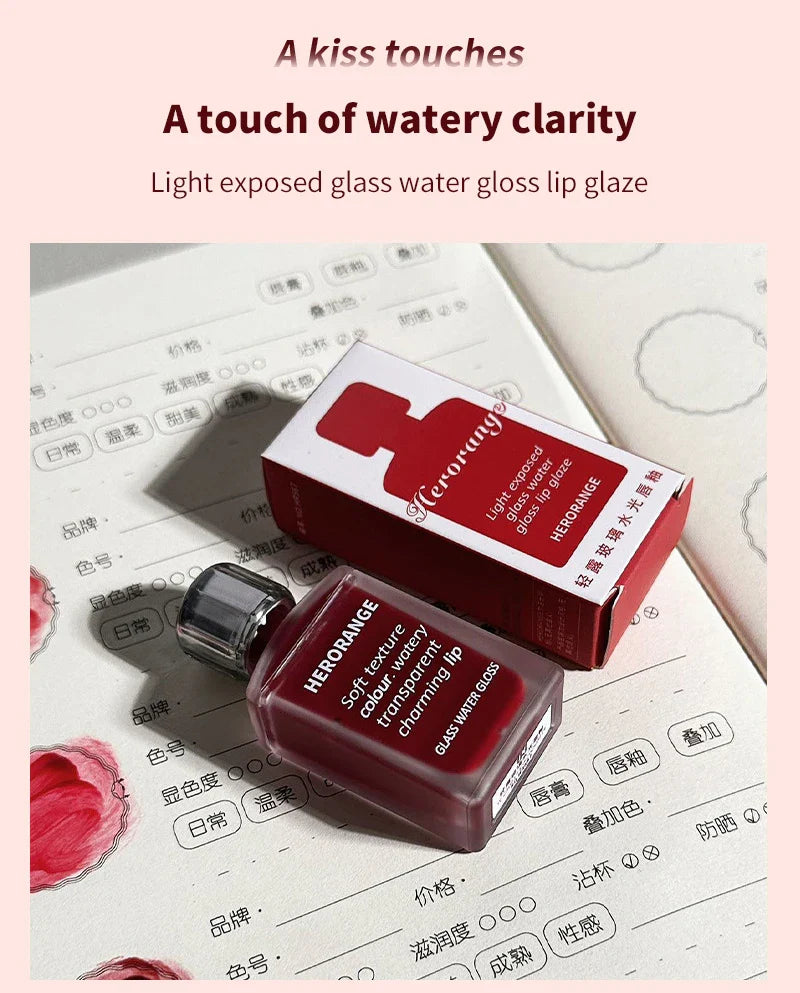 HERORANGE Light Glass-Like Lip Lacquer - Mirror Shine, Hydrating Formula; Smudge-Proof, Long-Wear, and Skin-Brightening Lootquake LLC