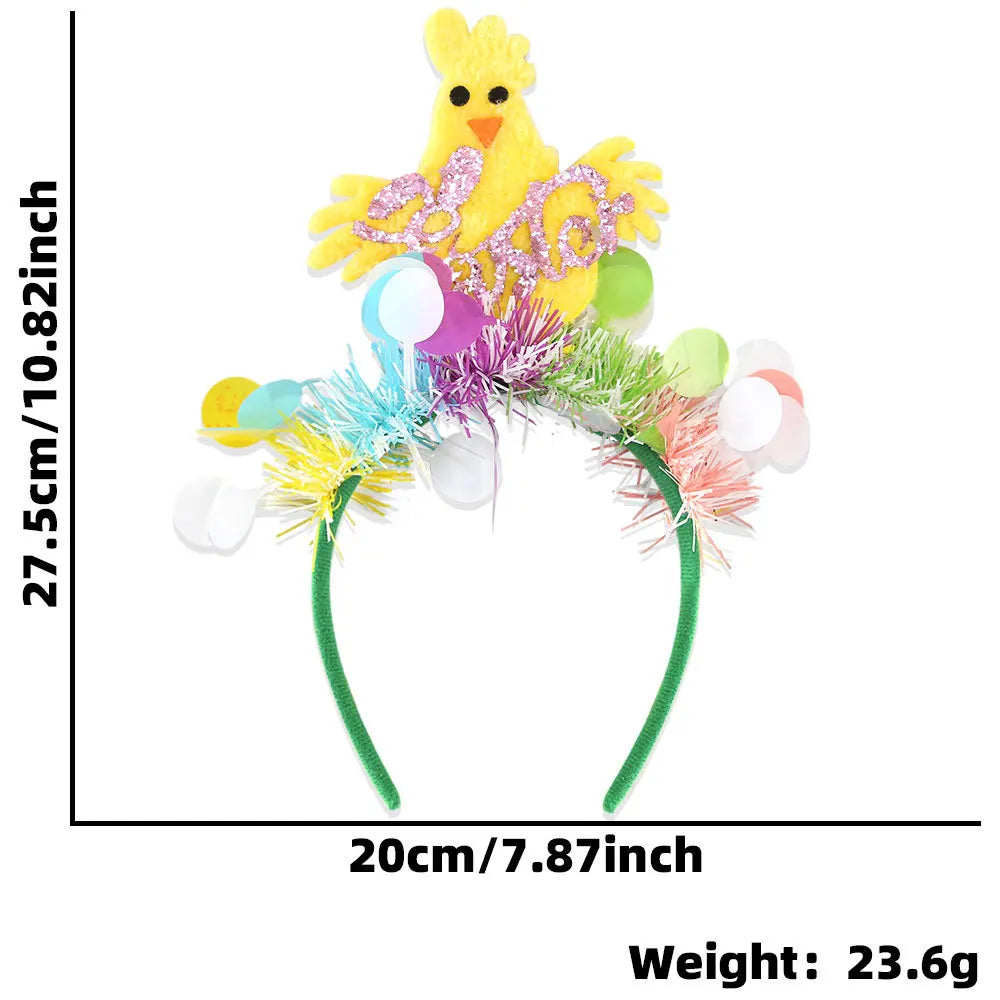 Easter Rabbit Headband with Colorful Egg Strip And Button Holiday Party Accessory Egg Chick Headdress for Easter Celebrations Lootquake LLC