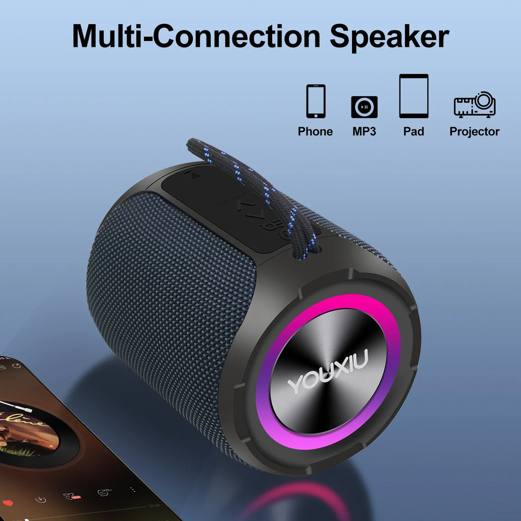 Portable Bluetooth Speaker BT5.0 IPX7 Waterproof Stereo Music Surround Wireless Speaker With LED Light Subwoofer Outdoor Speaker Lootquake LLC