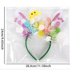 Easter Rabbit Headband with Colorful Egg Strip And Button Holiday Party Accessory Egg Chick Headdress for Easter Celebrations Lootquake LLC