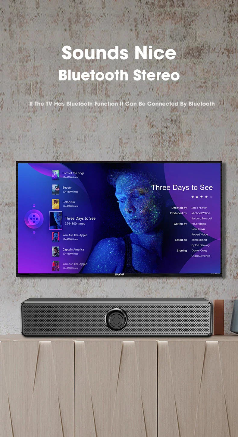 Salange Bluetooth Speaker USB Wired 3.5mm Port Sound Bar for PC Game Console Smartphone Laptop Tablet Black Desk Set Long Lootquake LLC