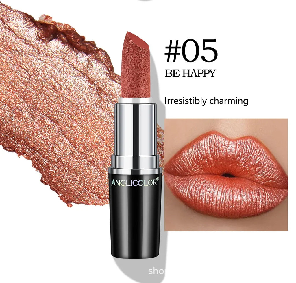 Fine Glitter Lipstick, Quicksand Gold Lipstick Non-sticky Non-fading Lipstick Pearlescent Long-lasting Silky Mermaid Lipstick Lootquake LLC