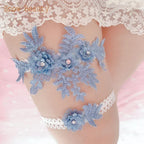K03 2 PCS Sexy Lace Flower Crystal  Pearls Wedding Garter Belt Thigh Ring Bridal Leg Garter Stocking Garter Belt Girl Women