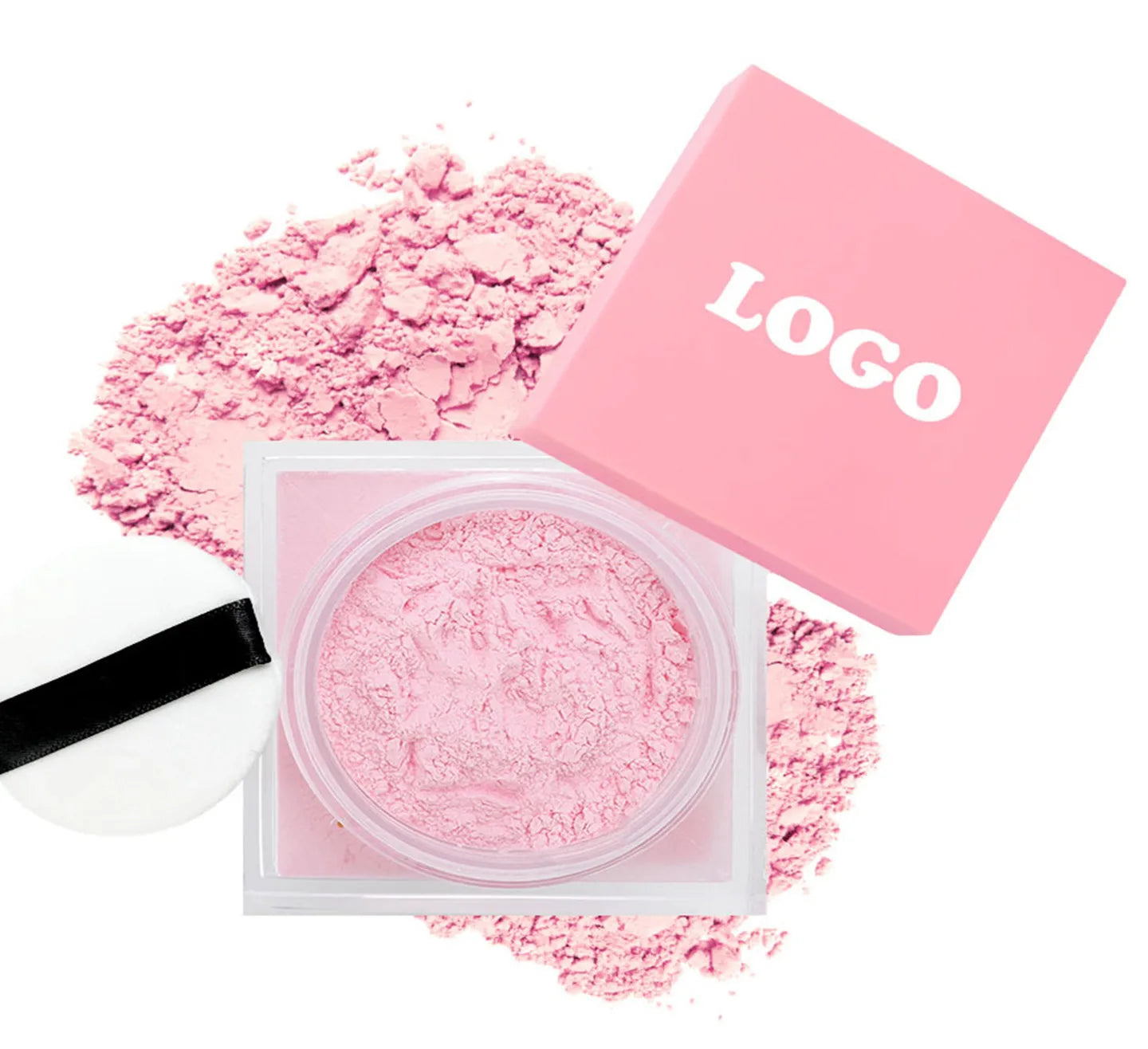 Loose Setting Powder Face Makeup Foundation Vegan Cosmetics Natural Pink Package Matte Compact Powder Custom Logo Wholesale 20pc