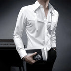 Fashion Unique Suspender Design Long-Sleeved Shirt Mens High-End 2024 Autumn New Trend Casual Solid Color Y2k Mens Shirt Lootquake LLC